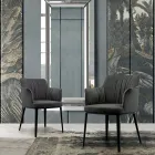 Steel Chair with Velvet Covered Seat Made in Italy - Arisa Viadurini