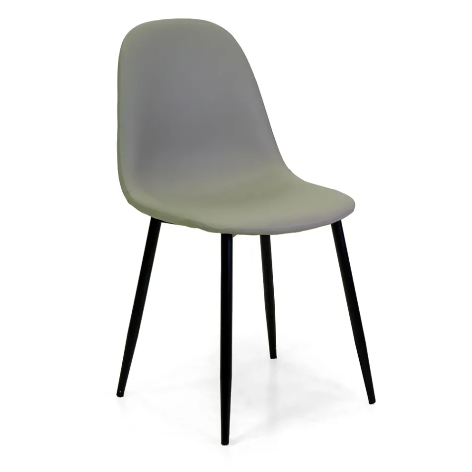 Eco-leather chair with different finishes and metal structure - Pencil Viadurini