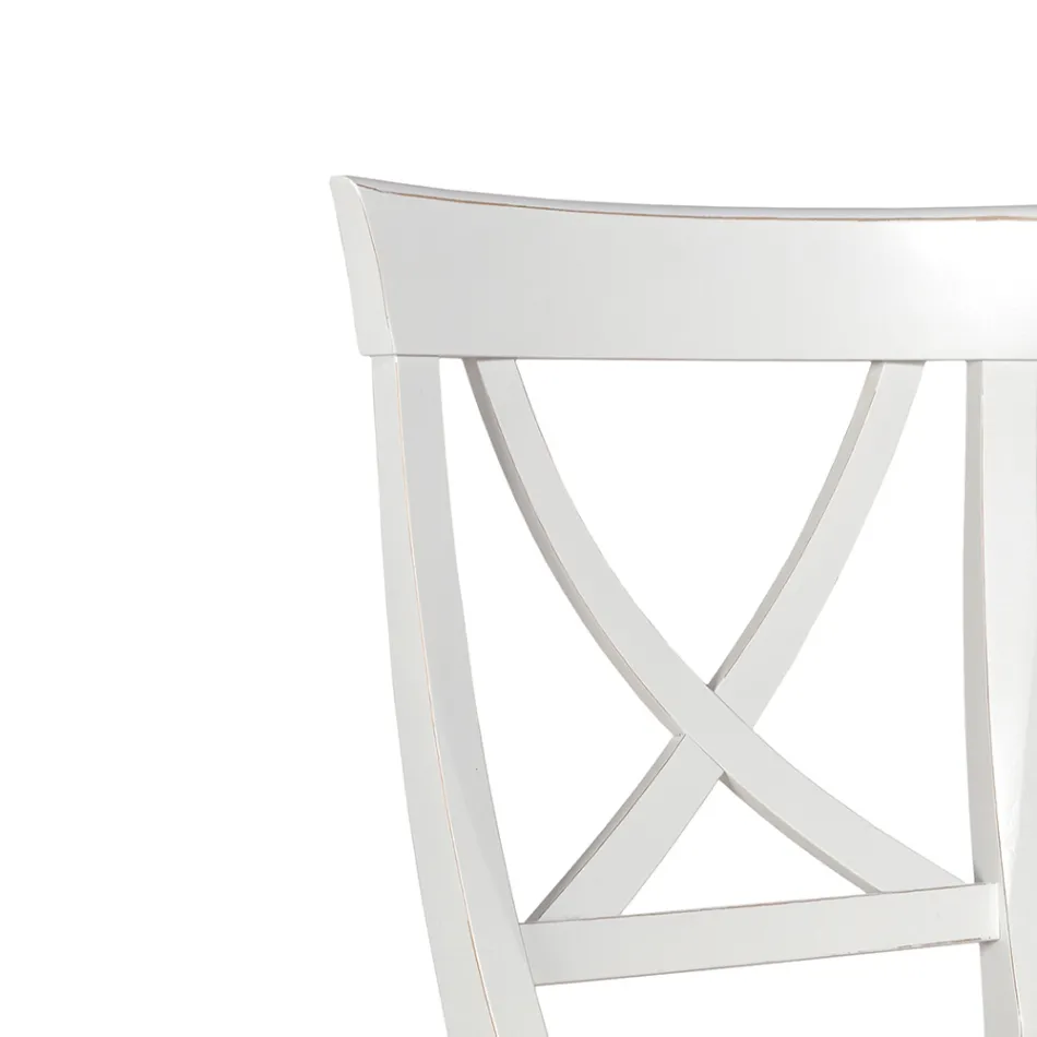 Chair in White Gleaned Wood and Juma Beige Fabric Made in Italy - Diamante Viadurini