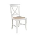 Chair in White Gleaned Wood and Juma Beige Fabric Made in Italy - Diamante