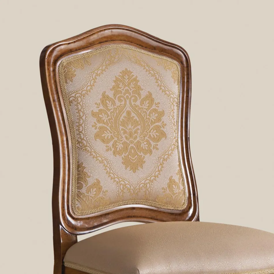 Classic Wooden Chair with Luxury Upholstered Fabric Made in Italy - Majesty Viadurini