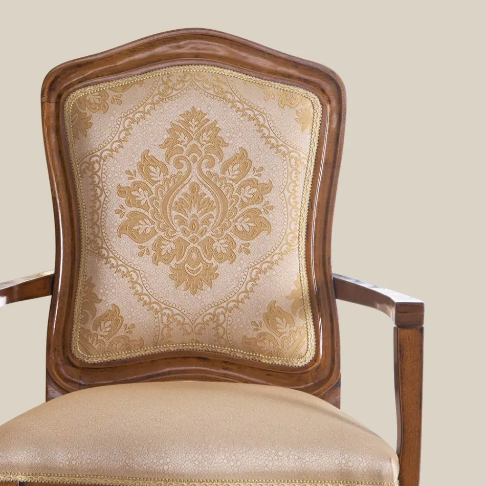Classic Wooden Chair with Luxury Upholstered Fabric Made in Italy - Majesty Viadurini