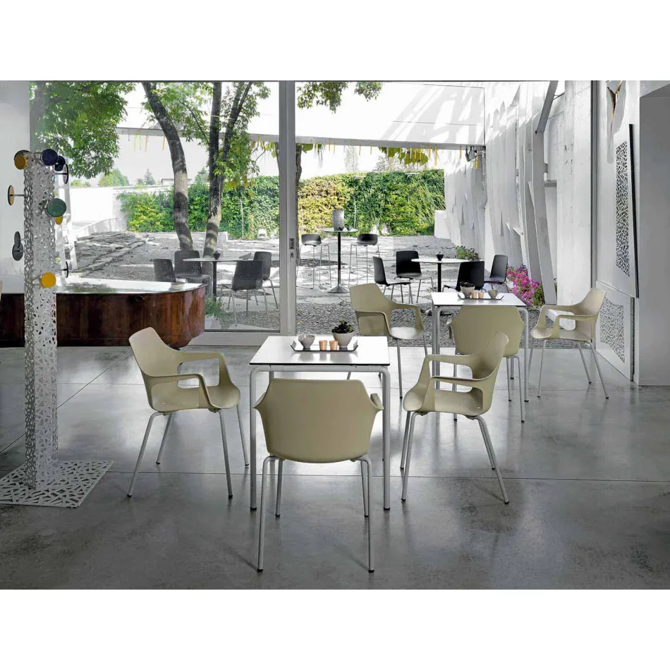 Stackable Metal and Polypropylene Chair Made in Italy, 4 Pieces - Caramel Viadurini