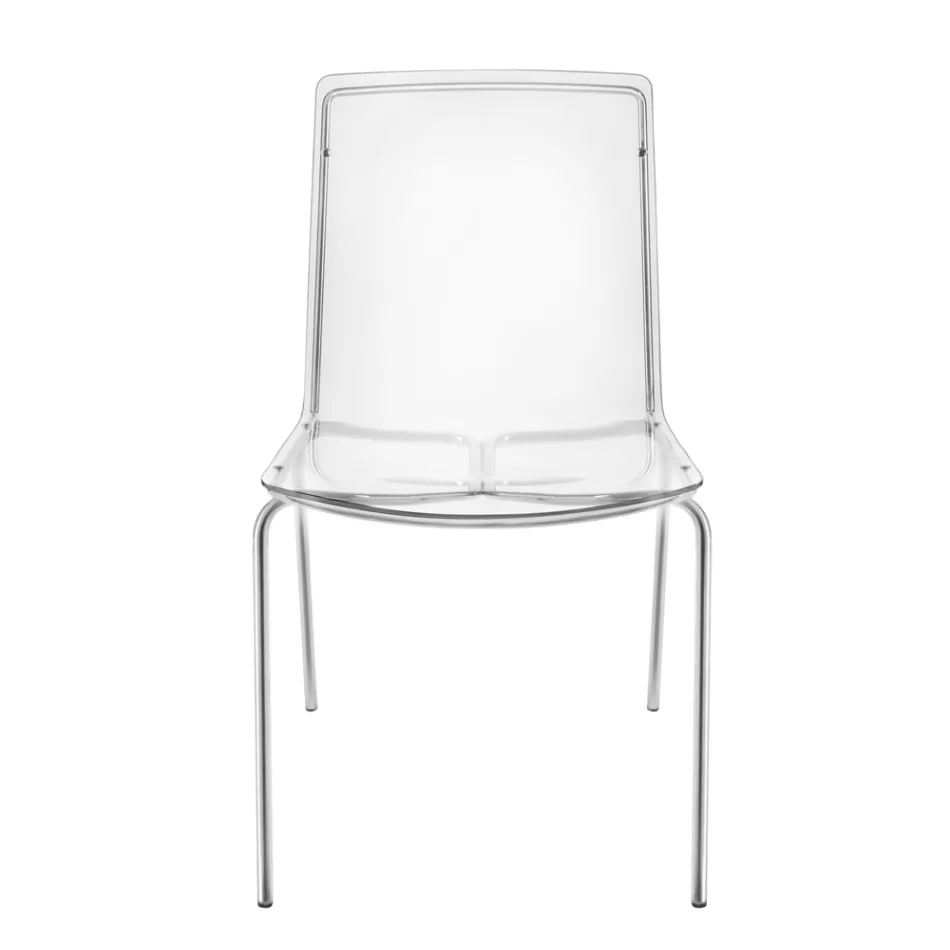 Chair in Transparent Plexiglass and Iron Made in Italy 2 Pieces - Charlotte Viadurini