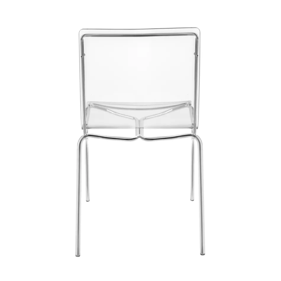 Chair in Transparent Plexiglass and Iron Made in Italy 2 Pieces - Charlotte Viadurini