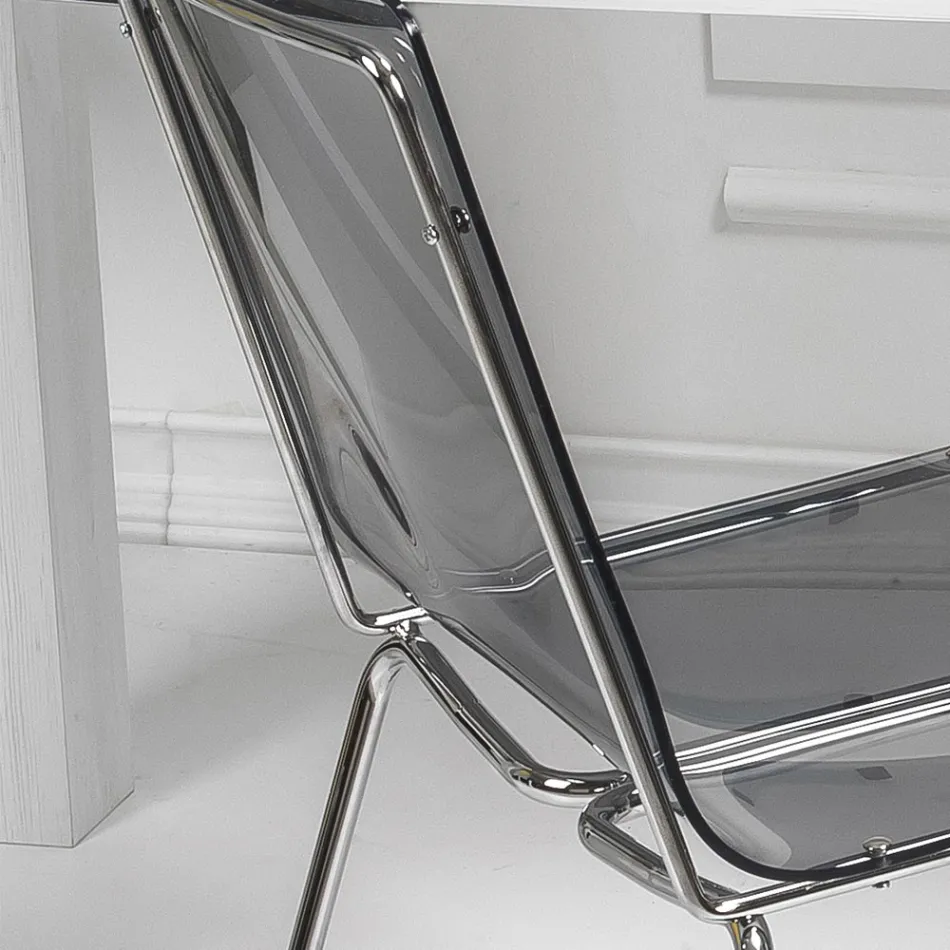 Chair in Transparent Plexiglass and Iron Made in Italy 2 Pieces - Charlotte Viadurini
