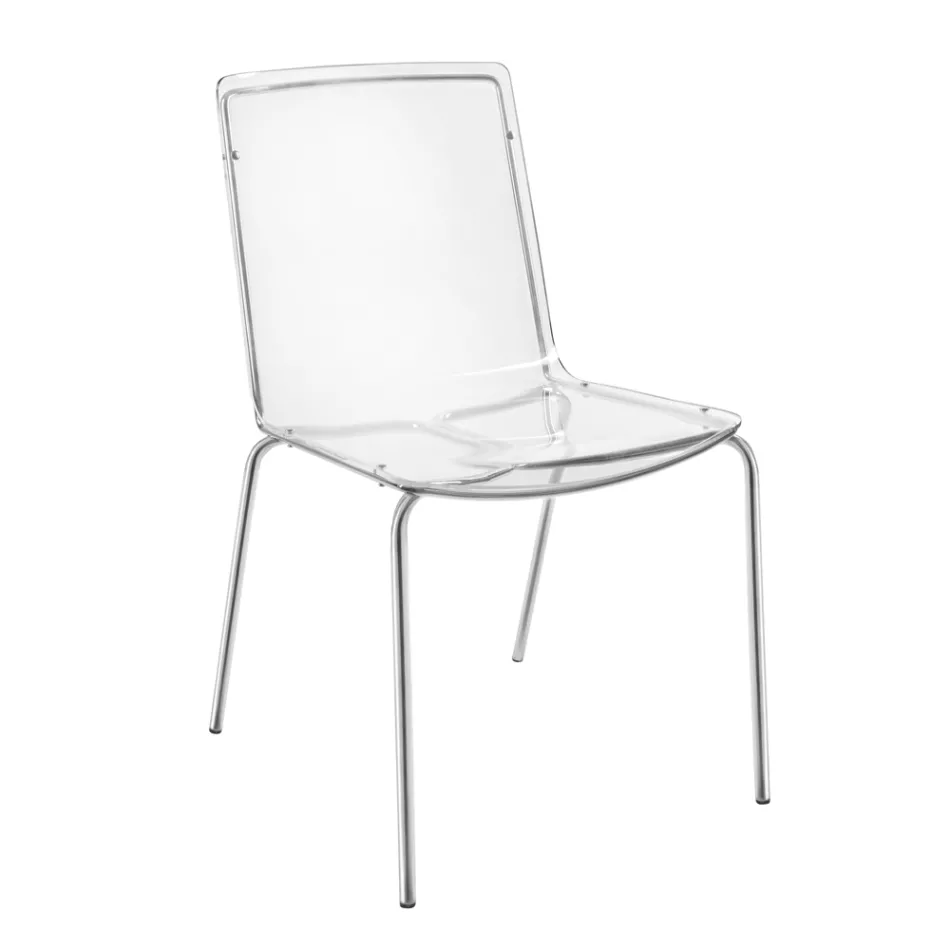 Chair in Transparent Plexiglass and Iron Made in Italy 2 Pieces - Charlotte Viadurini