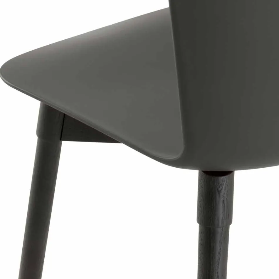 Polypropylene Chair with Stained Oak Base Made in Italy, 2 Pieces - Scandio Viadurini