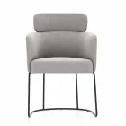 Fabric Chair with Luxury Black Metal Structure Made in Italy - Cocoa Viadurini