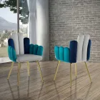 Chair in Grey, Green and Blue Velvet Effect Fabric - Watermelon Viadurini