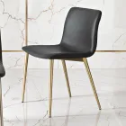 Chair in Leather Effect Fibre Fabric and Metal Legs Made in Italy - Amane Viadurini