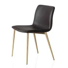 Chair in Leather Effect Fibre Fabric and Metal Legs Made in Italy - Amane Viadurini