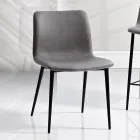 Chair in Leather Effect Fibre Fabric and Metal Legs Made in Italy - Amane Viadurini