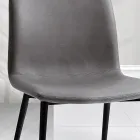 Chair in Leather Effect Fibre Fabric and Metal Legs Made in Italy - Amane Viadurini