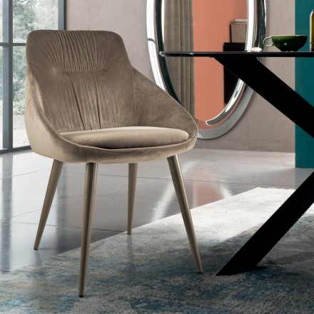 Chair in Velvet and RAL Lacquered Steel Made in Italy 4 Pieces - Mariapina Viadurini