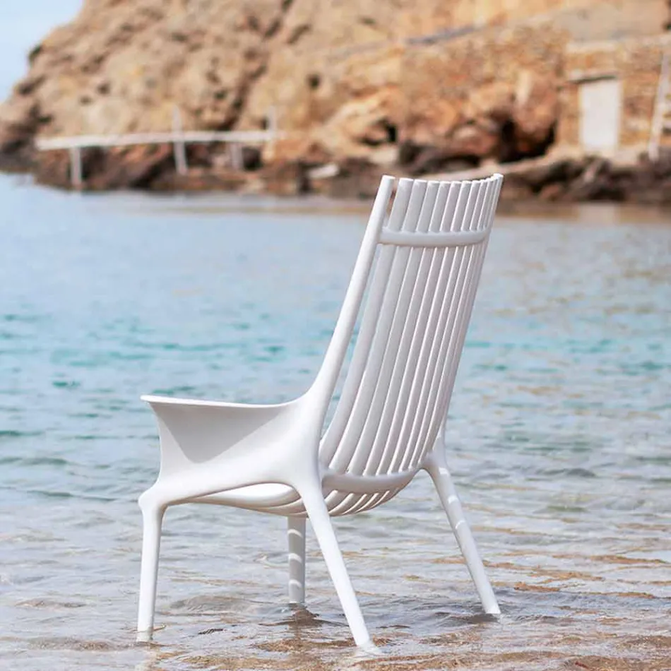 Lounge Chair with Armrests for Outdoor in Plastic 4 Pieces - Ibiza by Vondom Viadurini