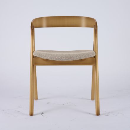 Modern lounge chair in different fabrics with wooden shell - Wolter Viadurini