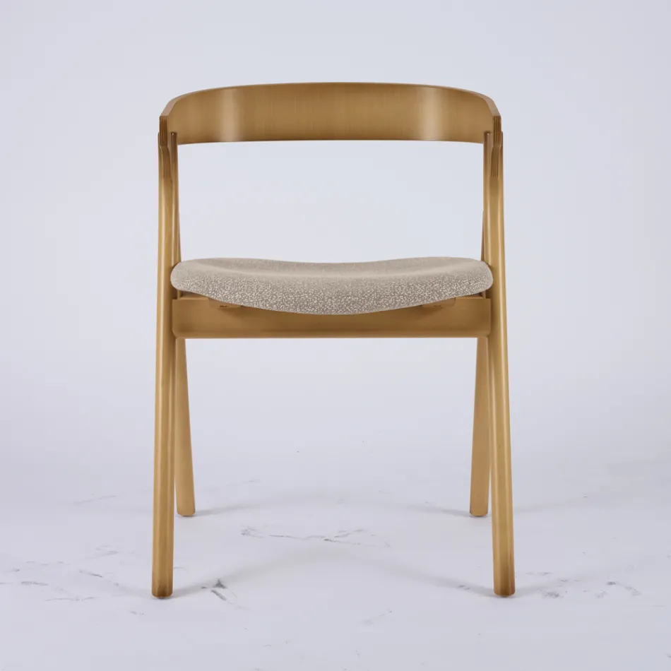 Modern lounge chair in different fabrics with wooden shell - Wolter Viadurini