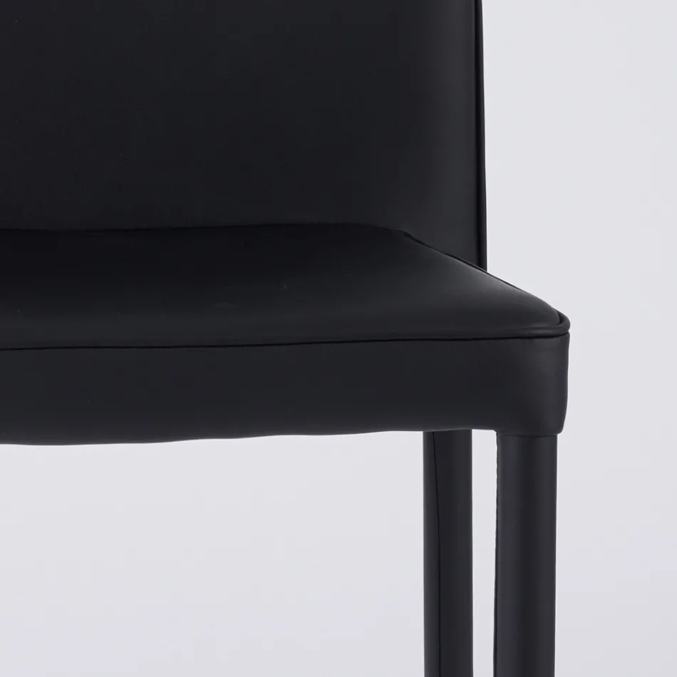 Modern Living Area Chair in Eco-Leather and Metal Made in Italy - Michaela Viadurini