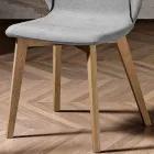 Modern Chair of Elegant Design in Fabric with Border and Wood - Scarat Viadurini