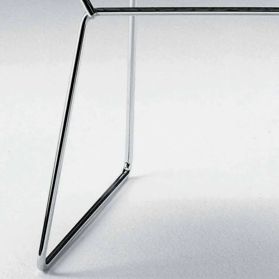 Modern Steel Chair with Luxury Made in Italy Leather Seat - Beniamino Viadurini