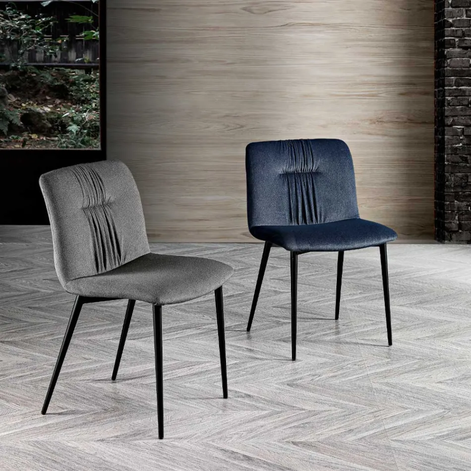 Monocoque Chair in Colored Fabric and Black Metal Design - Florinda Viadurini