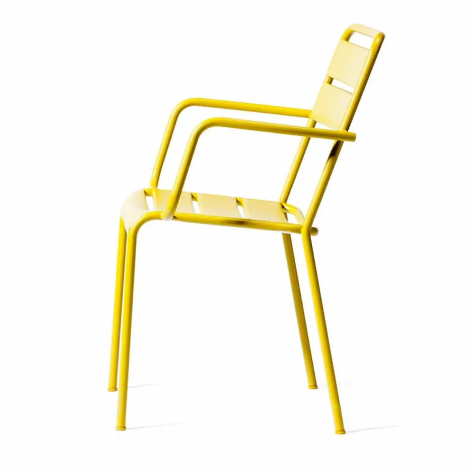 Stackable Outdoor Chair Powder Coated Made in Italy, 4 Pieces - Amina Viadurini
