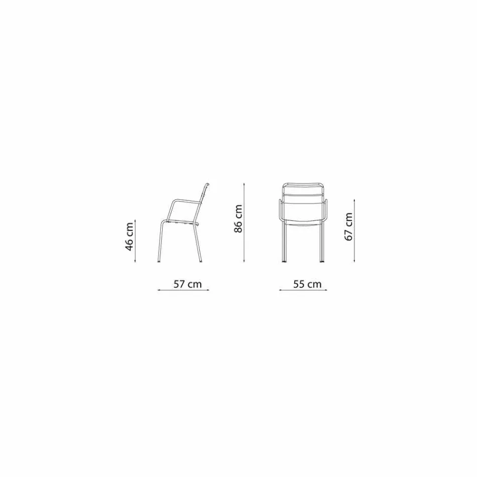 Stackable Outdoor Chair Powder Coated Made in Italy, 4 Pieces - Amina Viadurini
