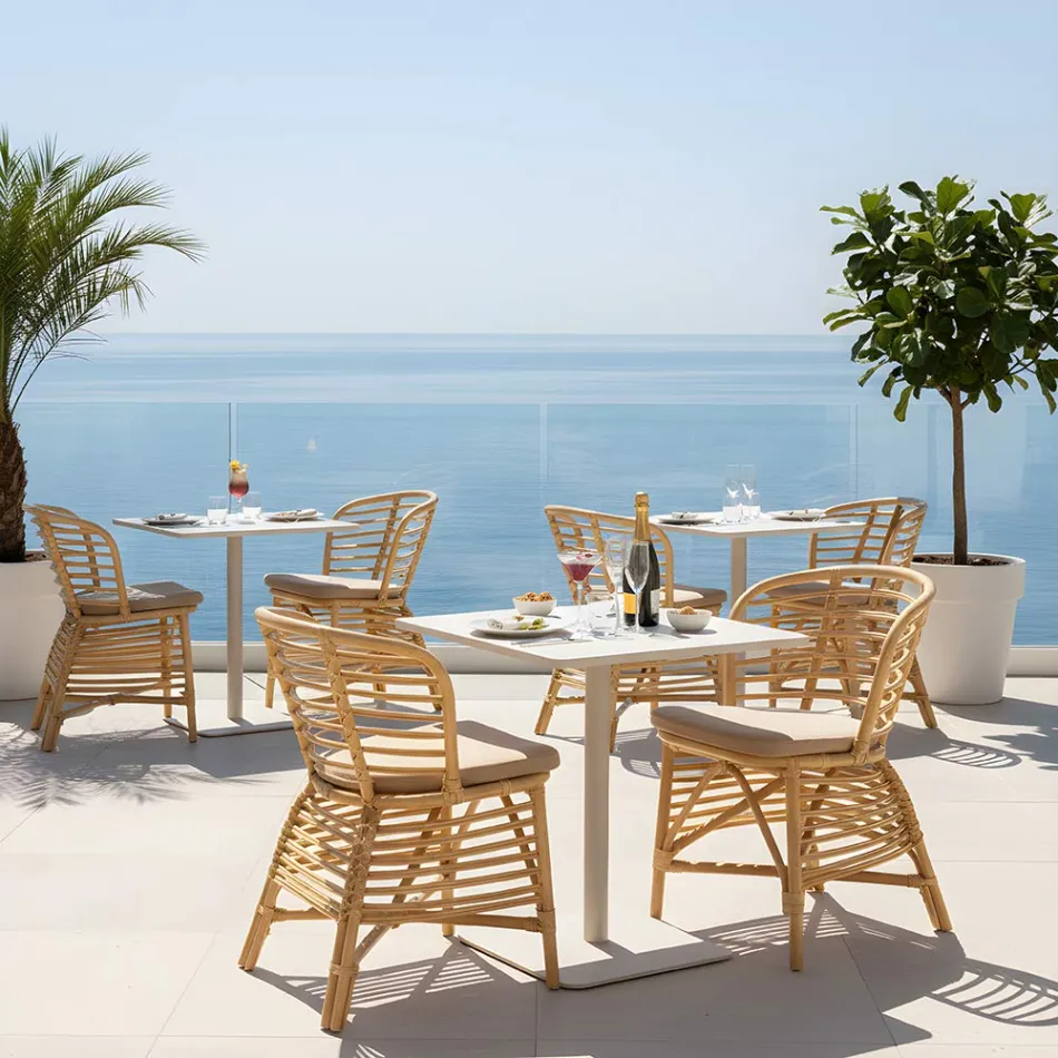 Chair for the Garden in Natural Rattan with Cushion Included - Torvi Viadurini
