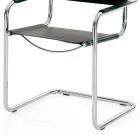 Chair for Conference Room or Meeting Room in Black Leather and Metal - Cirillo Viadurini