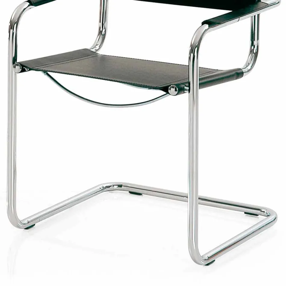 Chair for Conference Room or Meeting Room in Black Leather and Metal - Cirillo Viadurini