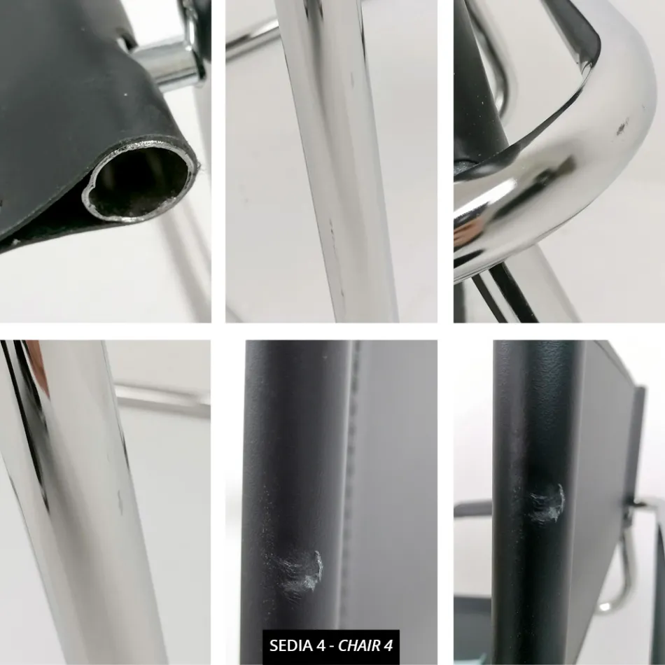 Conference Room or Meeting Room Chair in Black Leather and Metal – Cirillo3/4 Viadurini