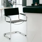 Conference Room or Meeting Room Chair in Black Leather and Metal – Cirillo3/4 Viadurini