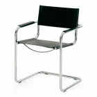 Chair for Conference Room or Meeting Room in Black Leather and Metal - Cirillo Viadurini