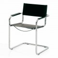 Meeting Room Chair in Black Leather and Metal – Cirillo