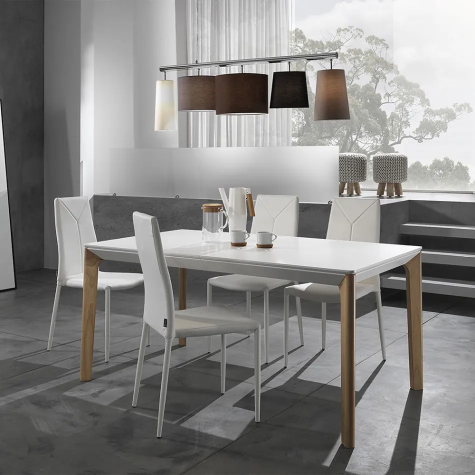 4-Piece Synthetic Leather Stackable Dining Room Chair - Siberia Viadurini