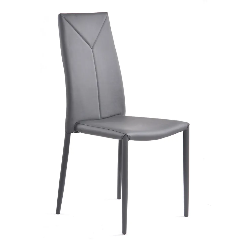 4 Piece Synthetic Leather Stackable Dining Room Chair - Siberia Viadurini