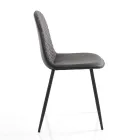 Dining Room Chair in Microfiber and Matt Black Metal 4 Pieces - Jake Viadurini