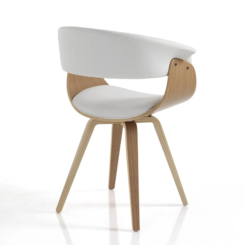 Dining Room Chair in Synthetic Leather and Plywood - Nubea Viadurini