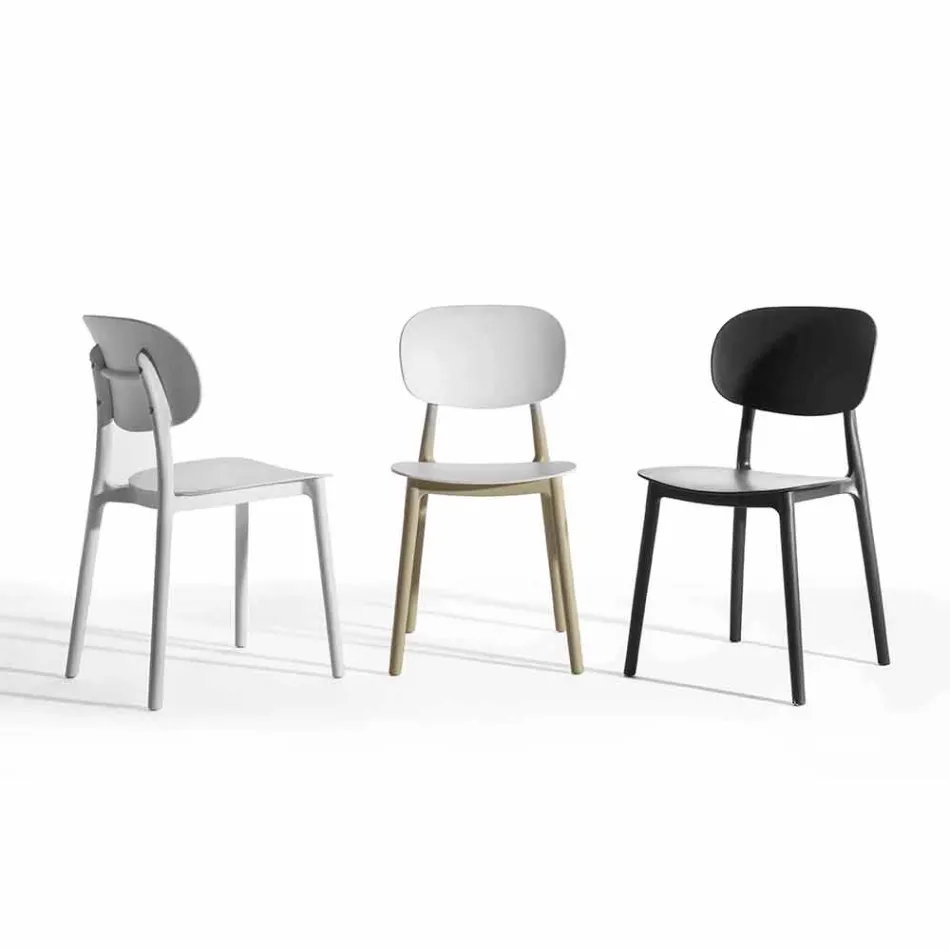 Stackable Dining Room Chair in Polypropylene, 4 Pieces - Zagreb Viadurini