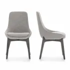 Fabric Dining Room Chair with Wooden Base Made in Italy - Coconut Viadurini