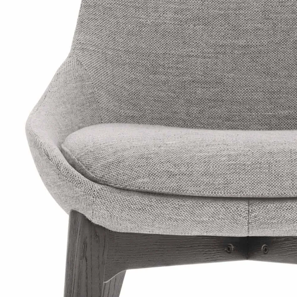 Fabric Dining Room Chair with Wooden Base Made in Italy - Coconut Viadurini