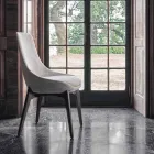 Fabric Dining Room Chair with Wooden Base Made in Italy - Coconut Viadurini