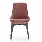 Fabric Dining Room Chair with Wooden Base Made in Italy - Coconut Viadurini