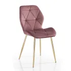 Dining Room Chair in Fabric and Golden Metal 4 Pieces - Smeralda Viadurini