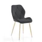 Dining Room Chair in Fabric and Golden Metal 4 Pieces - Smeralda Viadurini