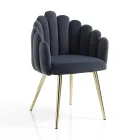 Dining Room Chair in Velvet Effect Fabric and Metal - Refined Viadurini