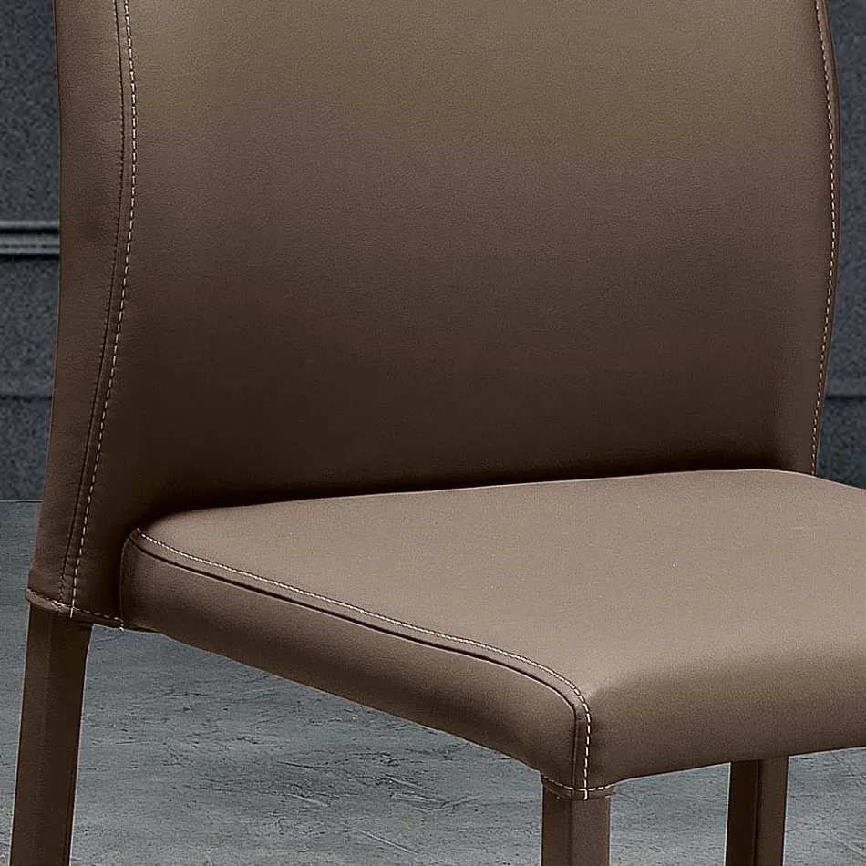 Modern eco-leather dining room chair made in Italy, Luigina Viadurini