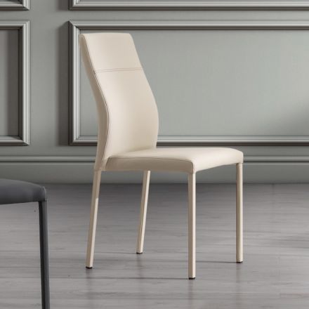Modern eco-leather dining room chair made in Italy, Luigina Viadurini