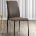 Modern eco-leather dining room chair made in Italy, Luigina Viadurini